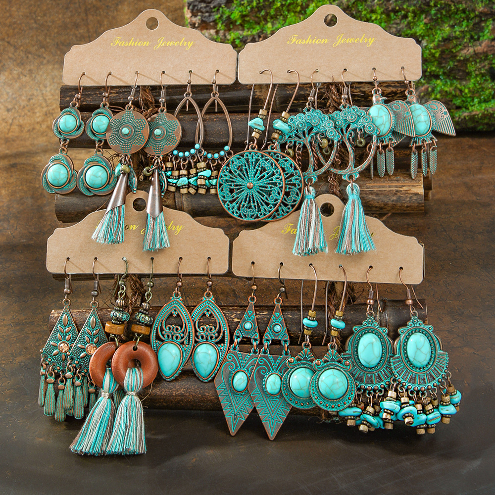 Factory direct earrings 3-piece cross-border European and American fashion jewelry combination set irregular earrings tassel earrings