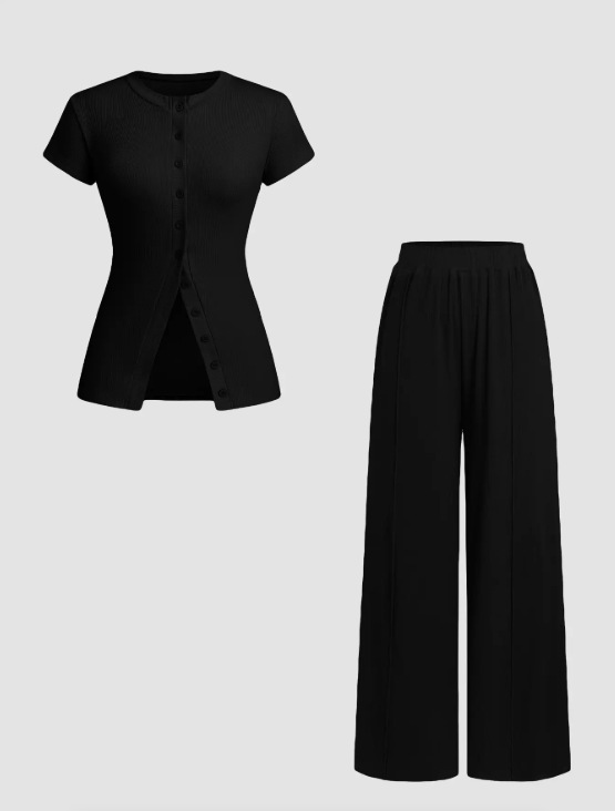 Completo due pezzi da donna con pantaloni e top a maniche_voghion.com