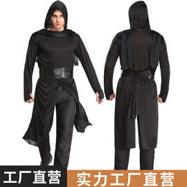 2023年风行刺客纯黑制服侠客上衣亚马逊万圣节成人男节日服装