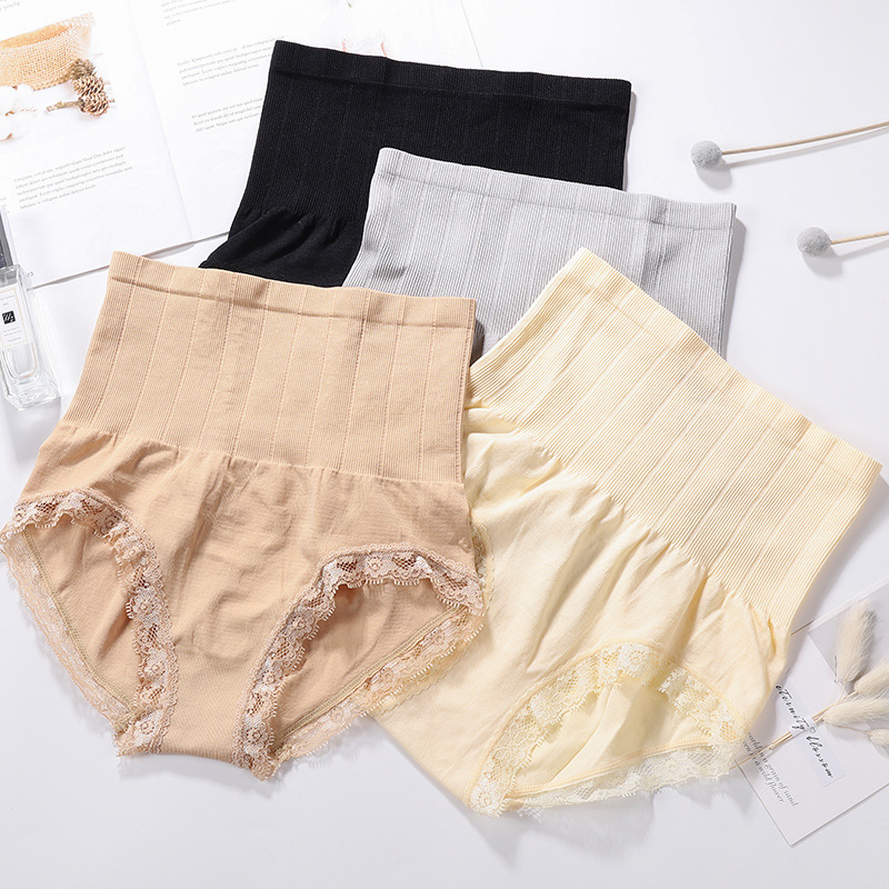 Cross-border Foreign Trade Seamless High Waist Belly Tinting Panties Women's Hip Body Shaping Pants Body Lace Panties Women