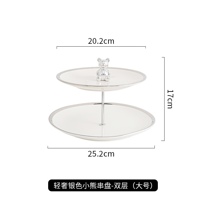 Luz de lujo multicapa de cerámica plato de fruta sala de estar mesa de café hogar plato de fruta recepción postre decoración postre plato de caramelo