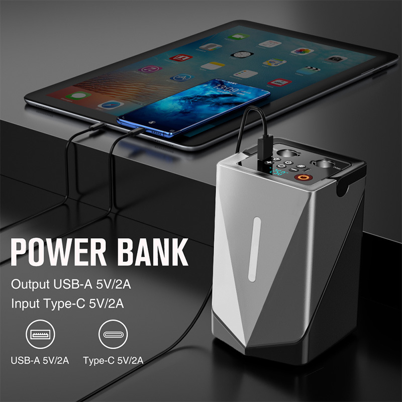 Cross-Border Gf-01 Car Emergency Jump Starter with Air Pump + Blower All-In-One Machine 12V Multi-Function Power Bank