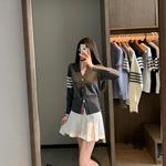 TB女士春秋季新款修身针织开衫休闲百搭四扣精仿羊毛开衫V领休闲