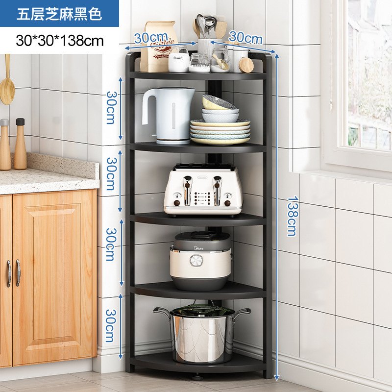 Estante de esquina de cocina multifuncional Estante de almacenamiento de piso de esquina de hueco Estante de almacenamiento de olla triangular multicapa