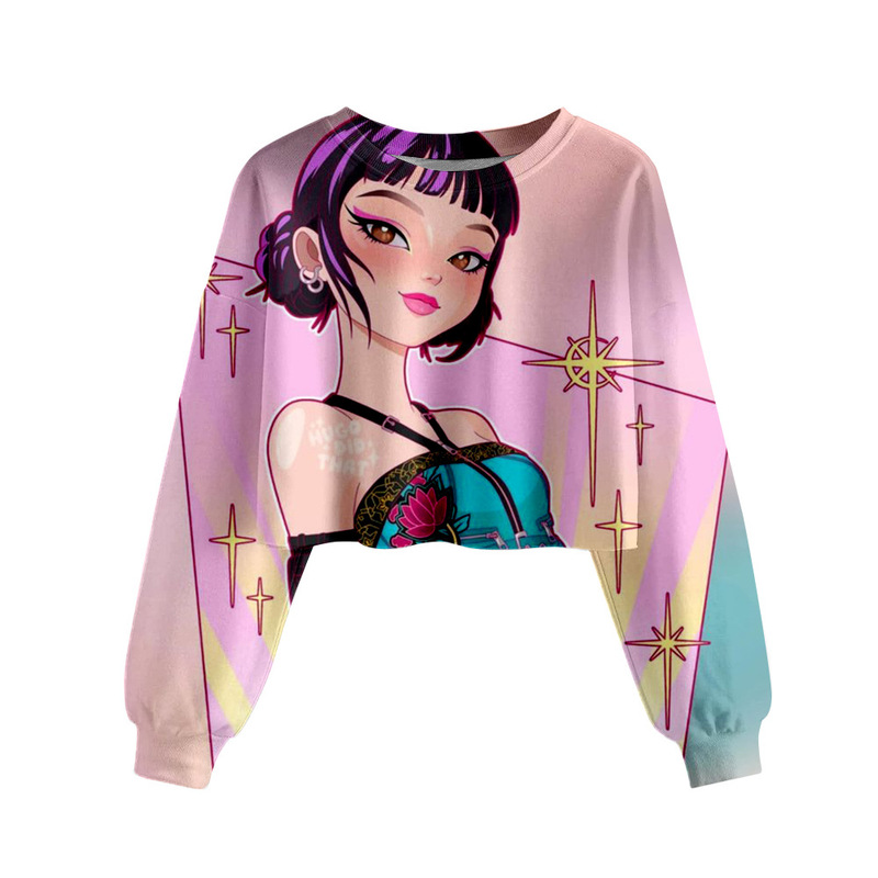 K-Pop Witch Hunter Group Pattern 3D Printing Cross-Border New Girls Casual Short Pullover Sweatshirt Factory Direct Sale K-Pop Witch Hunter Group Pattern 3D Printing Cross-Border New Girls Casual Short Pullover Sweatshirt Factory Direct Sale