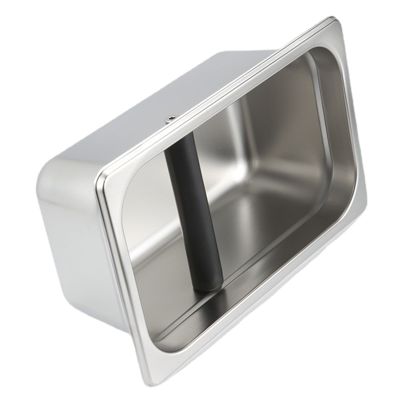 Rectangular grande Knock escoria caja semiautomática máquina de café agarre Cubo de reciclaje al por mayor Acero inoxidable café Dregs