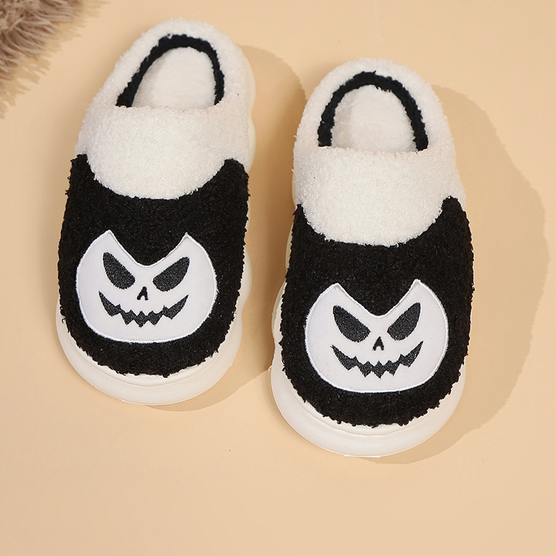 Pantofole divertenti di zucca di Halloween per le donne con fondo spesso invernale per la casa al coperto antiscivolo per la casa_voghion.com