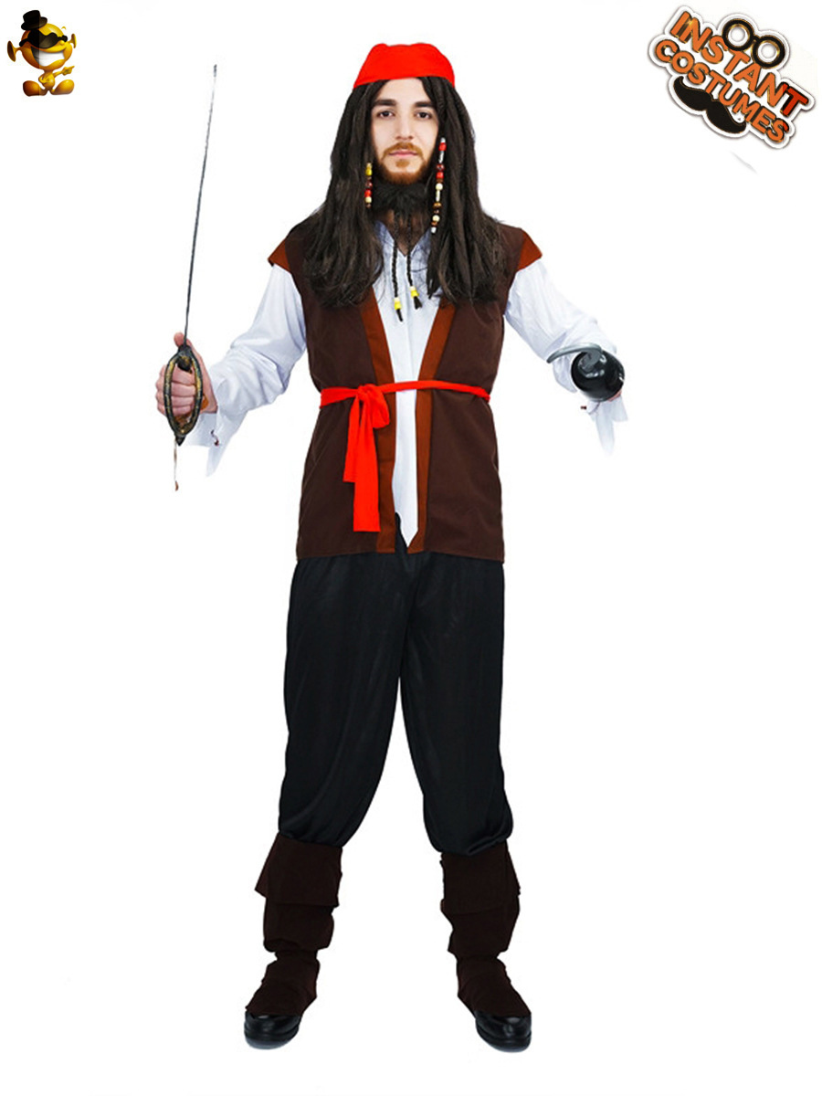 Traje de pirata de hombre grande de Halloween, ropa de fiesta de cosplay, traje de escenario, mascarada transfronteriza