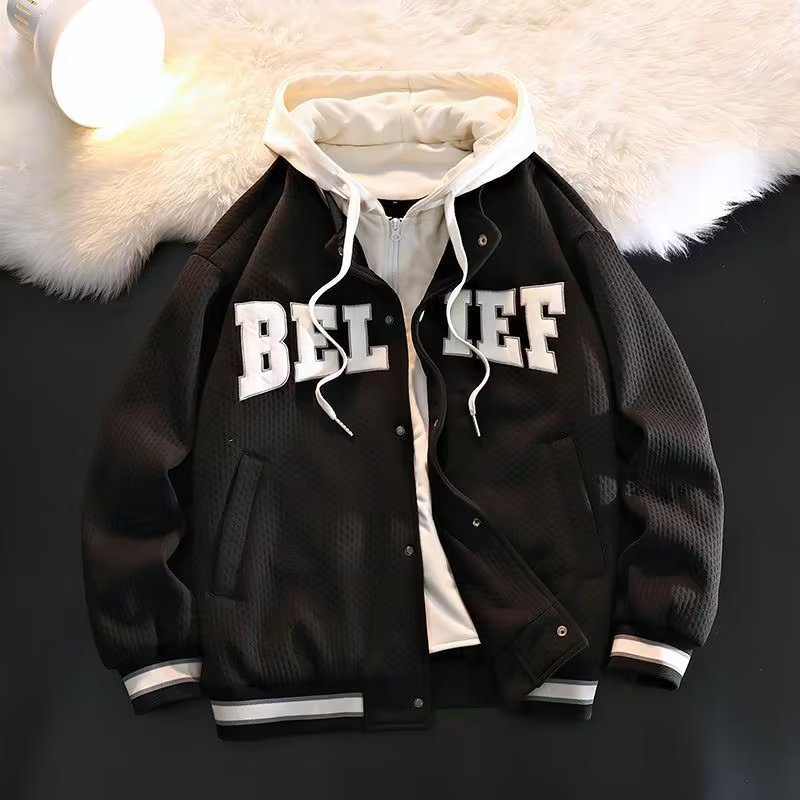 Costume de Baseball polyvalent pour hommes, nouvelle tendance, mode Hip Hop, Version ample, manteau, veste à col rond, printemps et automne_voghion.com