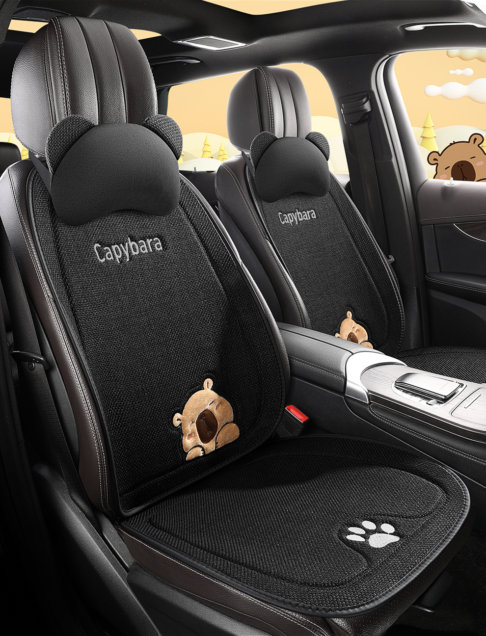 Car Cushion Chun Ma Four Seasons Universal Comfortable Breathable Cute Carto Card Pibala Bundle-Free Non-Slip Cushion