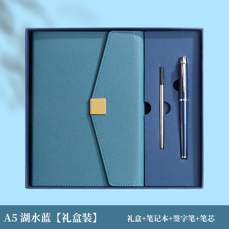 Cuaderno de notas de negocios tri-plegable A5 caja de botón cuadrada puede fijar LOGO alto valor de la cara acompañante de regalo de mano cuaderno de notas de oficina