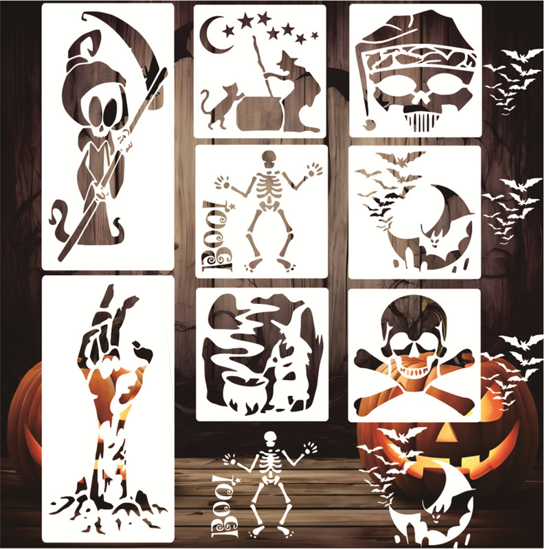 Halloween Hollow-Out Template Pet Painting Stencil Skeleton Bat Hand-Drawn Newspaper Printing Board Set Halloween Hollow-Out Template Pet Painting Stencil Skeleton Bat Hand-Drawn Newspaper Printing Board Set