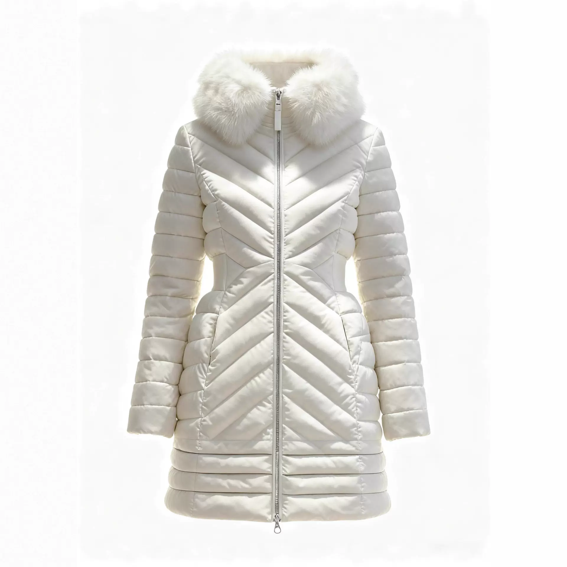 2025跨境新款女士中长款羽绒服冬季修身90%白鸭绒外套货源批发