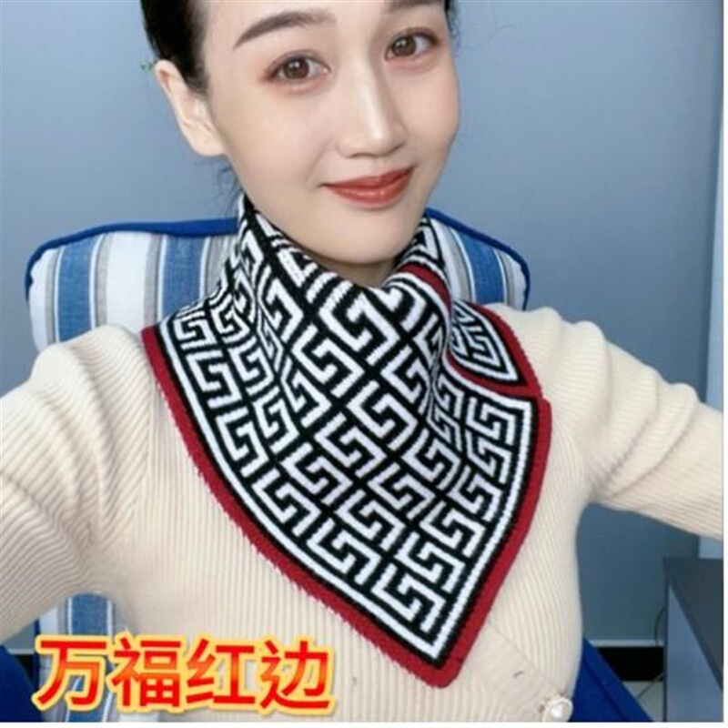 新型ニットマフラー秋冬保温首保護気質偽襟怠け者カバーマフラー男女通用三角タオル韓|undefined