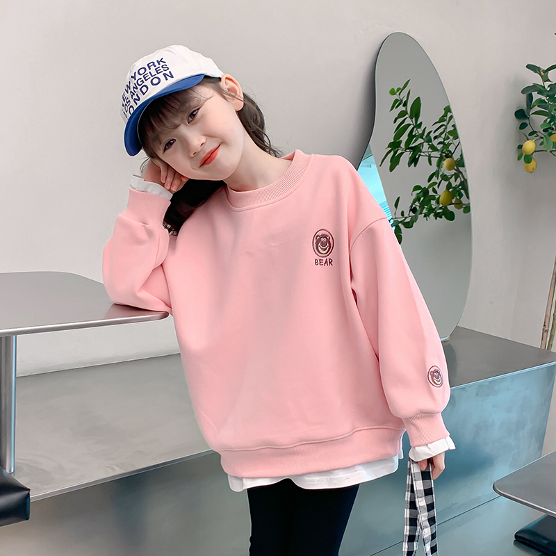 Girls Spring Outfit Sweatshirt 2024 New Fashion Kids Spring Two-Piece Top for Girls Spring and Autumn Long Sleeve Top