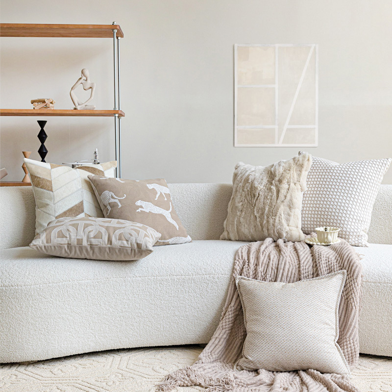 French Cream Style Advanced Sofa Pillow Living Room Soft Suit with Light Luxury Leopard Cushion Bed Pillow Case