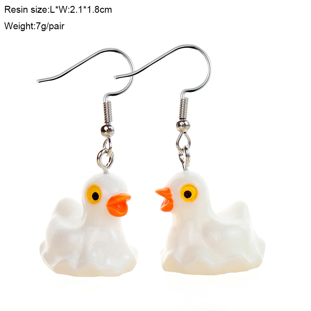 12g Weight Iron Ear Needle Material Drop Earrings, Earrings, Ear hook Classification 1 Pair Quantity Daily, Street Occasion Resin Material Halloween Festival Cartoon, Duck Pattern All Seasons Season Women's Gender Cute Style 1 Pair Cute Cartoon Duck Resin Women's Drop Earrings Earrings Ear Hook 5