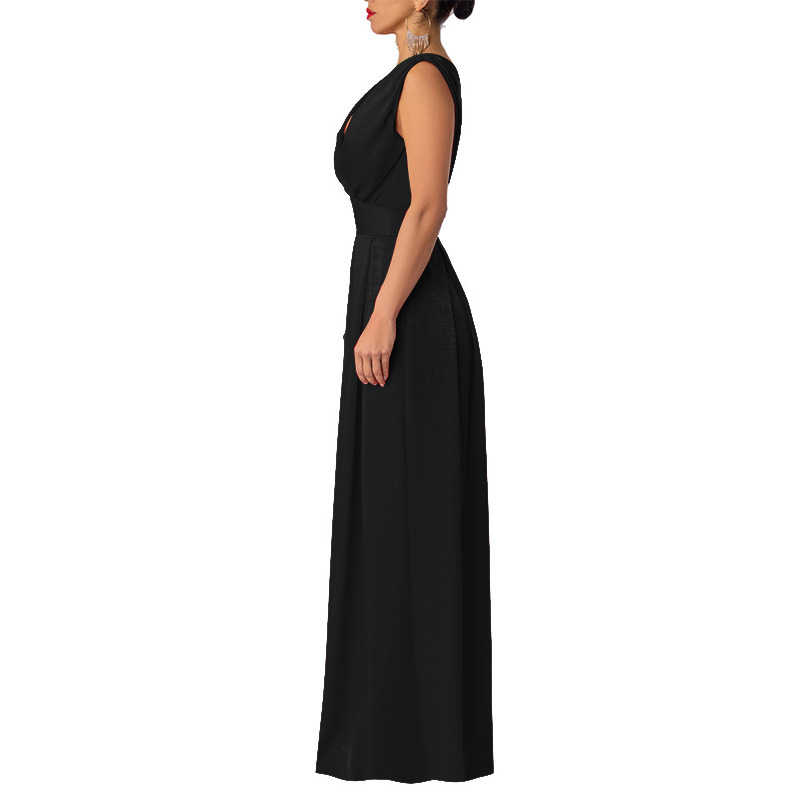 Dam jumpsuit slim fit med hög midja och vida byxben_voghion.com