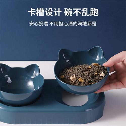 Cross-border cat bowl cat food bowl two bowls in one cervical spine protection automatic drinking bowl anti-tipper cute cat food bowl