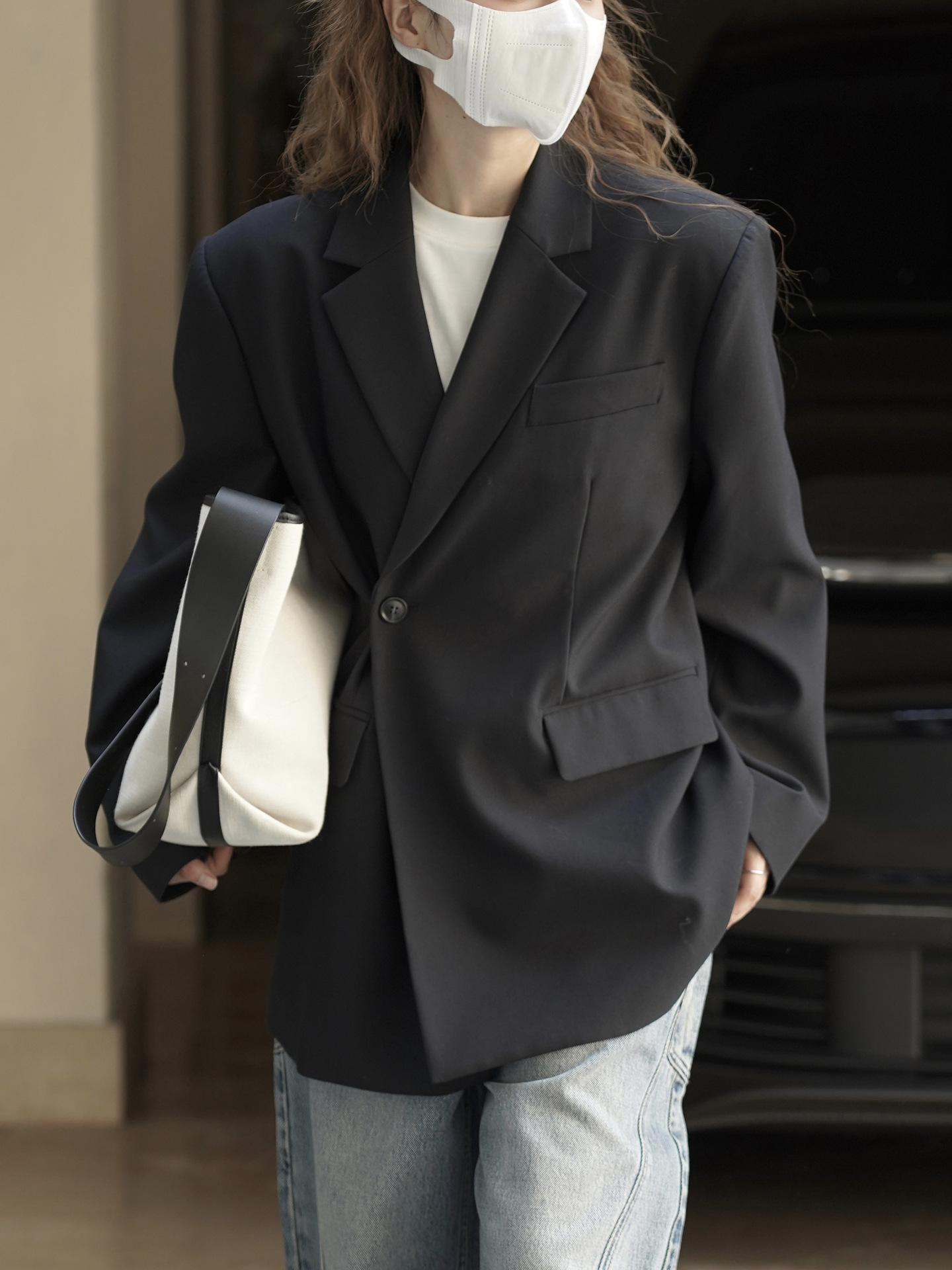 Xuman's New Winter Korean-style Fashionable Design Jacket With Diagonal Placket Back Slit, Loose Fit, Elegant And_ecoleips.com
