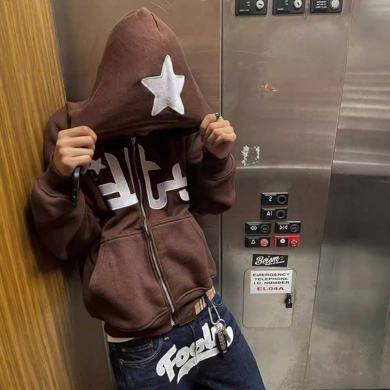 2024 Hip-Hop Diablo Harajuku Y2k Long Line Zipper Hoodie Men's and Women's Distinctive Street Jacket Sweater