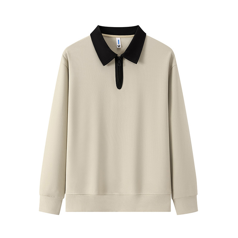 T-shirt ample à manches longues tendance automne sweat-shirt vêtements supérieurs pour hommes, nouveau style avec col à revers à l'extérieur et décontracté_voghion.com