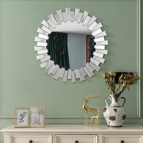  New Light Luxury Bathroom Mirror European and American Style Glass Mosaic Entrance Decor Mirror Large Wall Mirror Modern Art Mirror