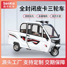 全封闭电动三轮车家用小型接送孩子带棚拉货皮卡车代步车电瓶车