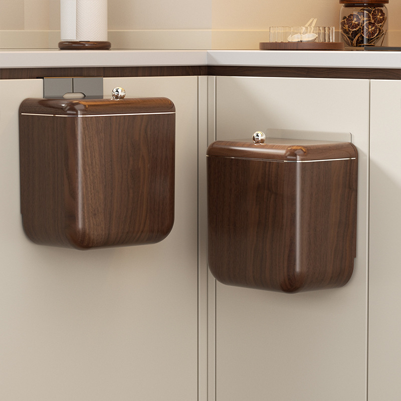 Wall-Mounted Trash Can for Kitchen, Household Use, with Lid, Large Capacity, High-End Feel, Toilet Wastebasket, Kitchen Waste Storage Bin