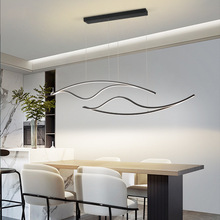 北欧led餐厅吊灯家用现代简约艺术创意餐厅吧台前台长形线条灯