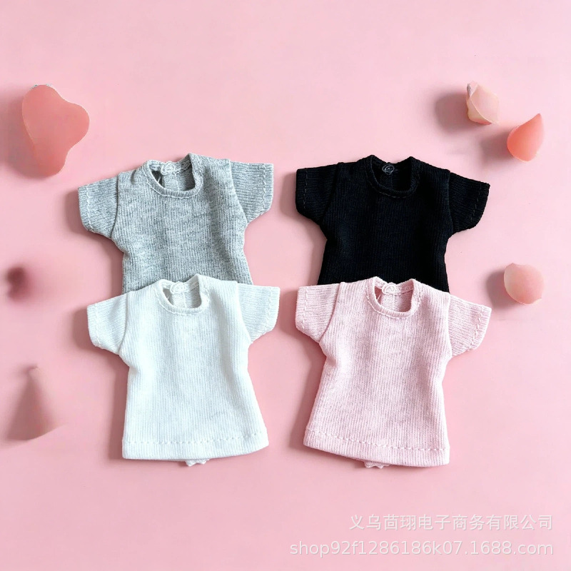 Solid Color Basic Blythe Doll Short-Sleeve T-Shirt, Suitable for Ob22/24, Can Be Worn as an Inner Layer for Everyday Doll Outfits