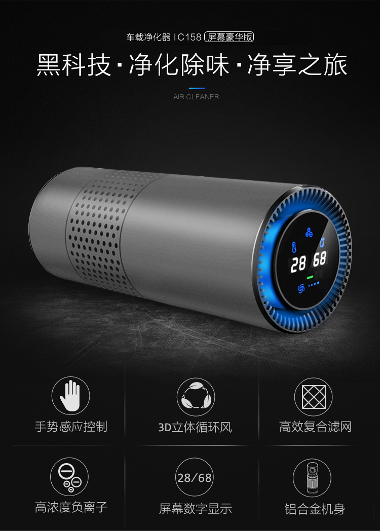 Car Air Purifier Filter Element for Formaldehyde Removal, Indoor Disinfection and Purification, Handheld Sensor, Wholesale Car-Use Negative Ions