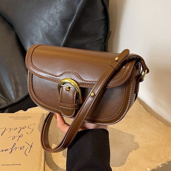 High-End Fashion Trendy Saddle Bag 2026 New Spring/Summer Hot-Selling Textured Crossbody Bag Korean Style Niche Shoulder Bag High-End Fashion Trendy Saddle Bag 2026 New Spring/Summer Hot-Selling Textured Crossbody Bag Korean Style Niche Shoulder Bag