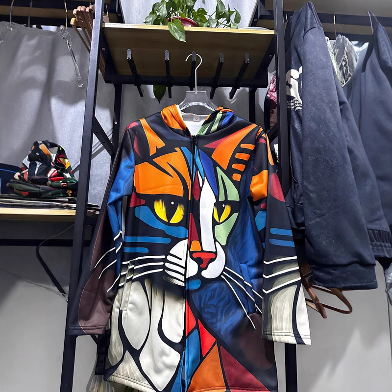 2024 autumn and winter season WJF Europe and the United States new car logo creative 3D digital printing collar jacket men's coat