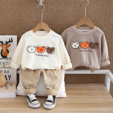 婴幼儿宝宝可爱卫衣秋季新款长袖套装男童休闲圆领T恤童装两件套