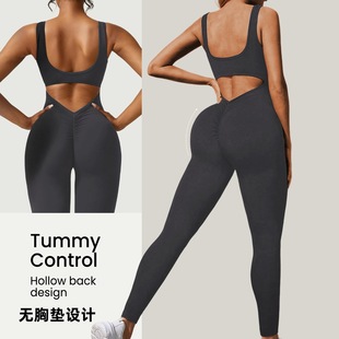 Cross-border Tight One-piece Suit Without Chest Pad Beauty Back Yoga Suit Women's High Elastic One-piece Trousers One-piece Yoga Suit Women