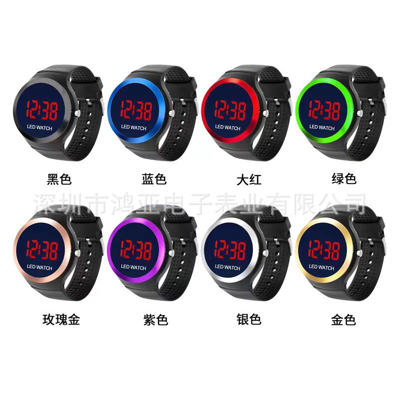Factory direct supply LED new watch button glass mirror round male and female students sports outdoor fashion electronics