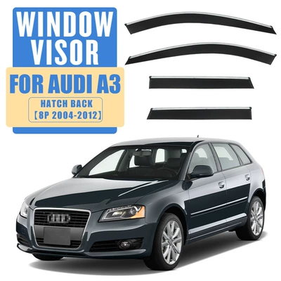 Audi A3 Sportback Window visor (Rain shield) - standard-packing-without-logo-audi-a-015kg-van-mk2-8p-2004-2012-plexiglas-with-bright-strips-rain-shield