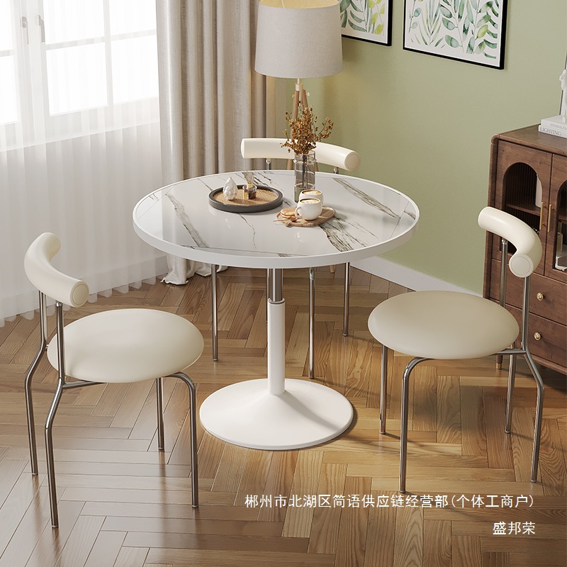 Fábrica directa de tulipanes blancos balcón ocio mesa redonda simple mesa de negociación sillas tablero de madera mesa de comedor doméstica litros