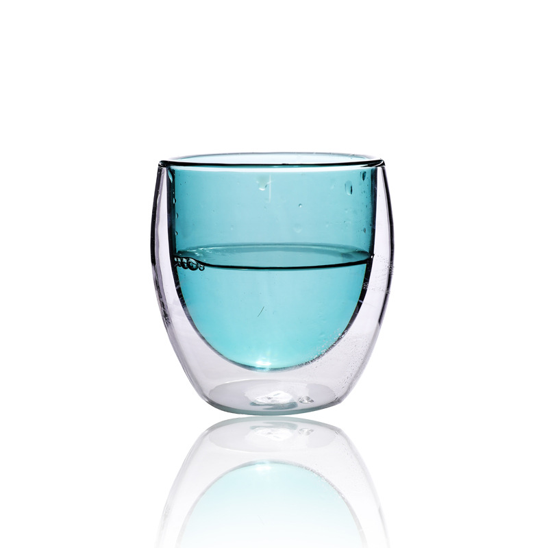 Copa de agua de vidrio color liner borosilicato vidrio taza de café casa creativa de doble capa taza personalizada