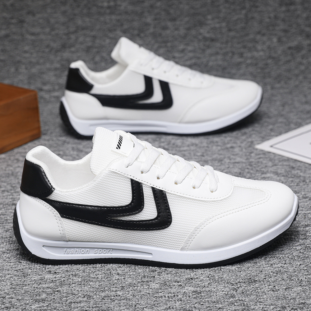 夏季透氣休閒男鞋學生平底板鞋小白鞋男士運動鞋日常運動休閒鞋子