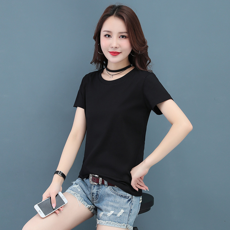 2021新款显瘦休闲全棉纯色T恤白色上衣92103|ms