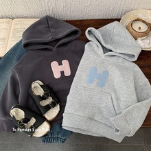 男童加绒连帽卫衣外套冬装儿童中小童宽松冬款加厚保暖上衣男孩潮