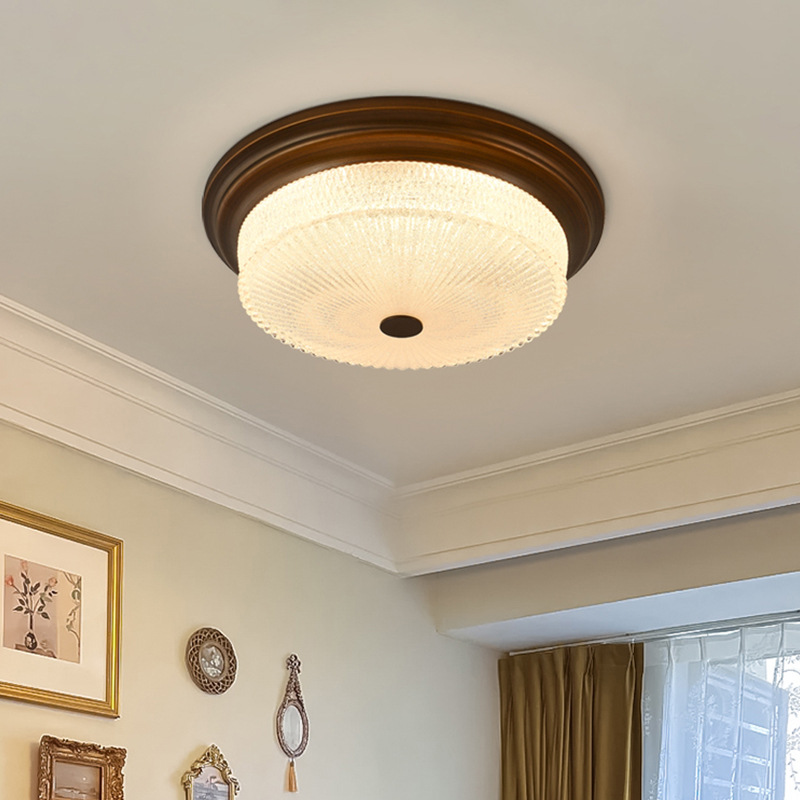 Luz de dormitorio medieval francesa simple retro redonda led sala de estar dormitorio principal estudio americano lámpara de techo