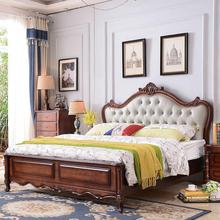 美式实木床现代简约主卧1.5米1.8米双人床雕花储物结婚豪华大床.
