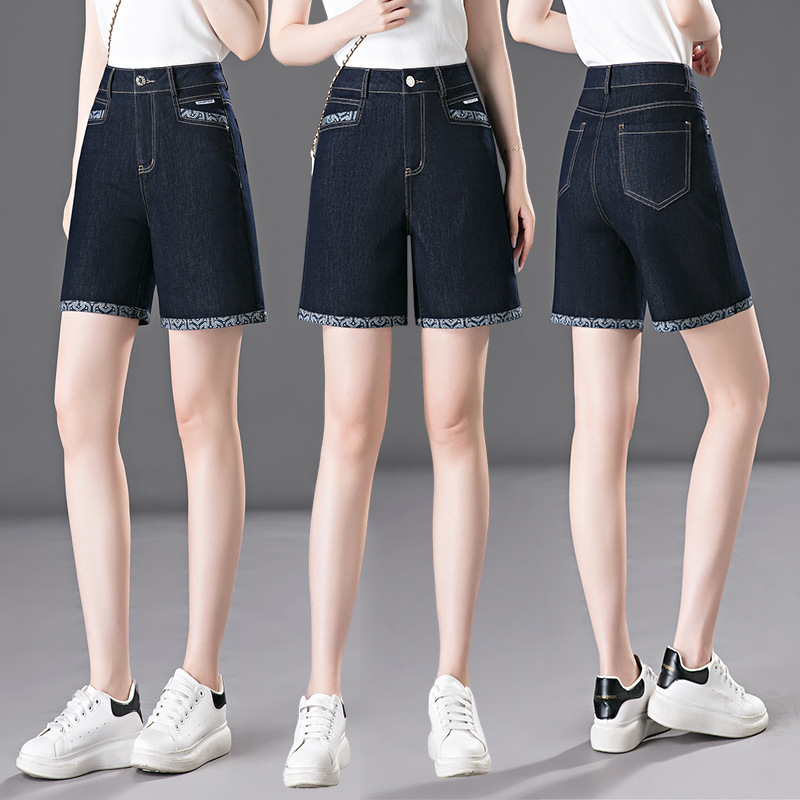 2025 New Summer Style Loose Straight Mom Pants High Waist Slim Thin Women's Pants Breathable Cotton Elastic Denim Shorts