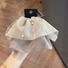 优雅温柔网纱珍珠马尾夹女气质裙摆发夹后脑勺高级感通勤鲨鱼抓夹