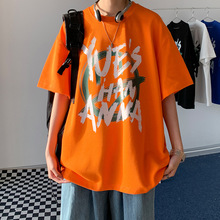卡宾橘色短袖男夏季t恤棉橙色宽松ins美式重磅潮牌超火国潮体恤