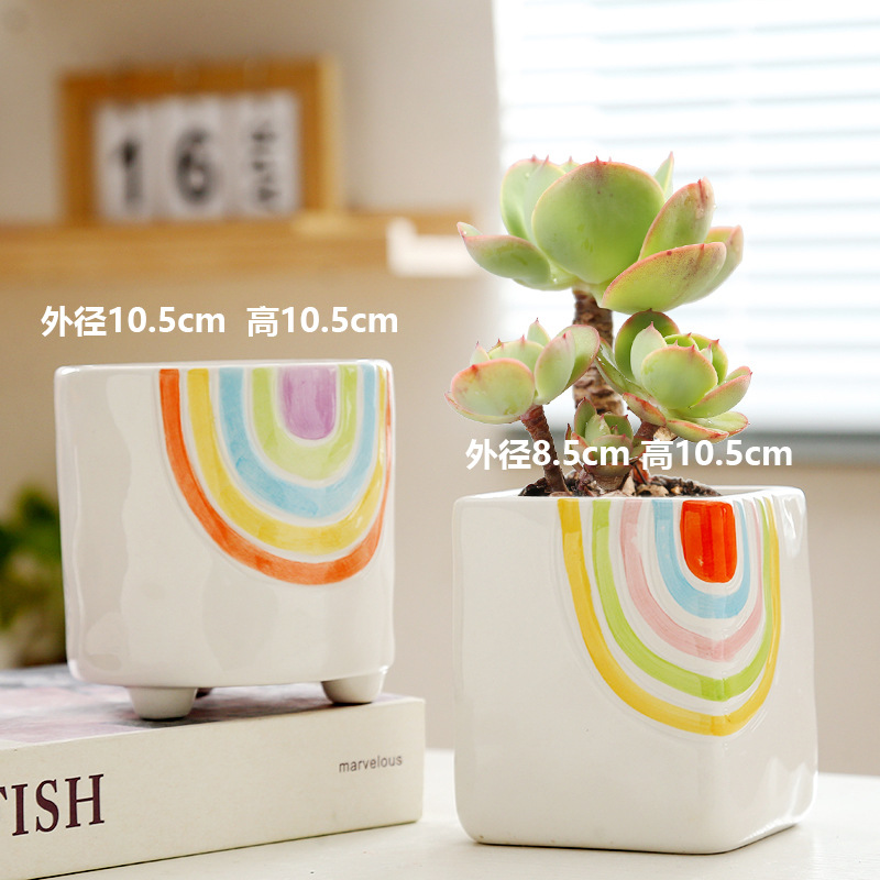 Macetas de cerámica para suculentas con diseño de animales de dibujos animados, pequeño tamaño, para estante de flores en casa, suministro al por mayor