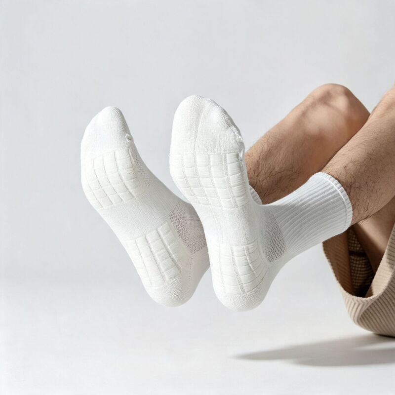 Men's Breathable Anti-Foot-Odor White Basketball Sports Running Towel Sole Socks Sweat-Absorbing [XCSH Exclusive Link]